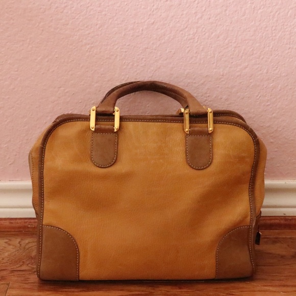 LOEWE Amazona 35 Anagram Embossed Leather Brown  Handbag Authentic Vintage - Picture 3 of 14